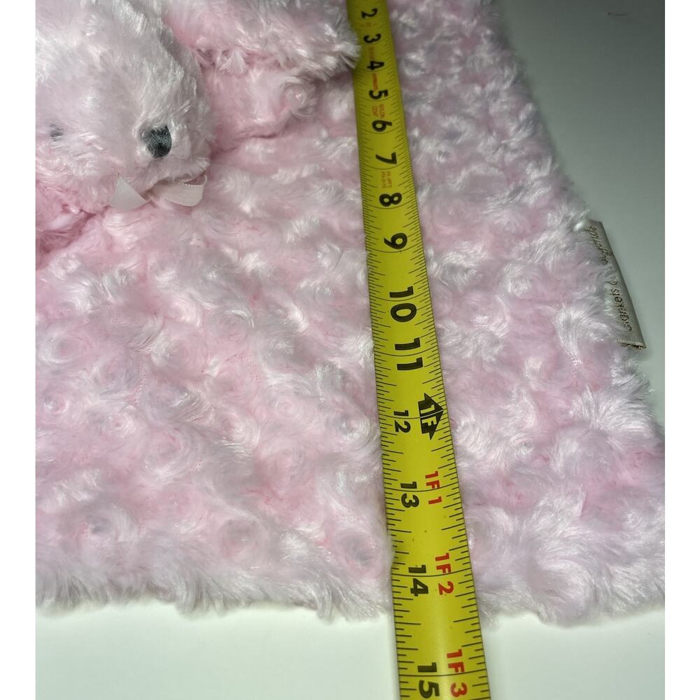 Blankets & Beyond Pink Bunny Lovey Nunu Rosette Swirl Plush Baby Blanket NWT - Picture 9 of 9